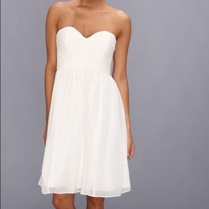 Donna Morgan white chiffon strapless dress